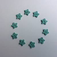 Holzknöpfe Sterne mit Punkten 10 Stück in 5 Farben, 16 mm, rosa, türkis, gelb, lila, violett, Dekosternchen Bild 2