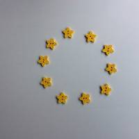 Holzknöpfe Sterne mit Punkten 10 Stück in 5 Farben, 16 mm, rosa, türkis, gelb, lila, violett, Dekosternchen Bild 3