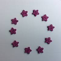 Holzknöpfe Sterne mit Punkten 10 Stück in 5 Farben, 16 mm, rosa, türkis, gelb, lila, violett, Dekosternchen Bild 5
