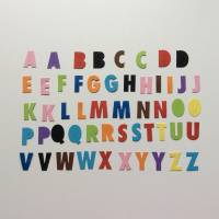 Stanzteile bunte Buchstaben, ABC zum Selbstgestalten, 52 Teile, Kartenbasteln, je 2 Buchstaben bunt, Basteln mit Kindern Bild 1