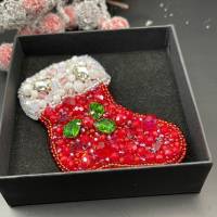 Brosche Schmuck aus Glasperlen Handarbeit Handmade Weihnachtsgeschenk Perlen Geschenk Bild 4