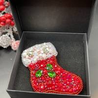 Brosche Schmuck aus Glasperlen Handarbeit Handmade Weihnachtsgeschenk Perlen Geschenk Bild 5