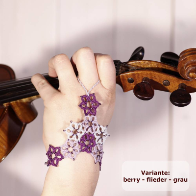 Handschmuck Margerite Baumwolle mit vielen Perlen - größenverstellbar - SlaveArmband