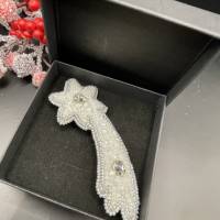 Brosche Schmuck aus Glasperlen Perlen Handarbeit Weihnachtsschmuck Geschenk Bild 4