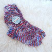 Handgestrickte Socken Gr. 36/37 Damensocken Wollsocken, Socken für Mädchen, bunte Socken mit Muster Bild 1