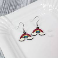 Ohrringe # Ohrhänger Regenbogen Rainbow Frieden Wolken Peace Demo Gender LGBTQI Geschenk Geschenkidee Ohrhaken Bild 1