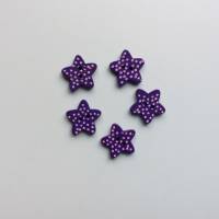 Holzknöpfe Sterne mit Punkten 5 Stück in 3 Farben, 16 mm, türkis, gelb, lila, Dekosternchen Bild 2