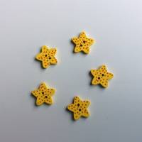 Holzknöpfe Sterne mit Punkten 5 Stück in 3 Farben, 16 mm, türkis, gelb, lila, Dekosternchen Bild 4