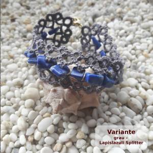 Armband Vienna Edelsteine Baumwolle Verschluss Silber vergoldet