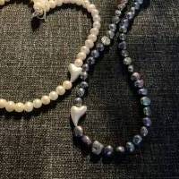 Traumhaft schöne handgefertigte Perlenkette mit Silberherz,Echte Perlenkette,Perlencollier,Geschenk für Sie,Halskette Bild 10
