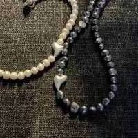 Traumhaft schöne handgefertigte Perlenkette mit Silberherz,Echte Perlenkette,Perlencollier,Geschenk für Sie,Halskette Bild 5