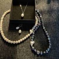 Traumhaft schöne handgefertigte Perlenkette mit Silberherz,Echte Perlenkette,Perlencollier,Geschenk für Sie,Halskette Bild 6