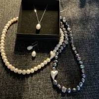 Traumhaft schöne handgefertigte Perlenkette mit Silberherz,Echte Perlenkette,Perlencollier,Geschenk für Sie,Halskette Bild 7