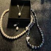 Traumhaft schöne handgefertigte Perlenkette mit Silberherz,Echte Perlenkette,Perlencollier,Geschenk für Sie,Halskette Bild 8