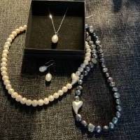 Traumhaft schöne handgefertigte Perlenkette mit Silberherz,Echte Perlenkette,Perlencollier,Geschenk für Sie,Halskette Bild 9