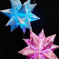 Origami Bastelset Bascetta Farbwahl 10 Sterne transparent mit Herzen 5,0 cm x 5,0 cm Bild 1