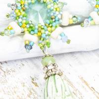 lässige florale ohrringe, geschenk, keramik, glasperlen, blau, türkis, grün Bild 2