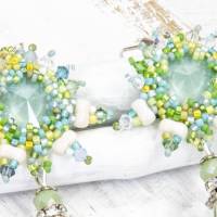 lässige florale ohrringe, geschenk, keramik, glasperlen, blau, türkis, grün Bild 3