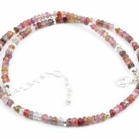 Zierliche Halskette aus multicolor Spinell und 925er Silber - bunt, rosa, rot, grün, zart, kleine Kette, Edelsteinkette Bild 5