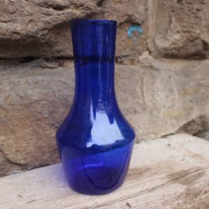 kobaltblaue Vase 22 cm mundgeblasenes Glas Lauscha 70er Jahre Vintage DDR GDR Bild 1
