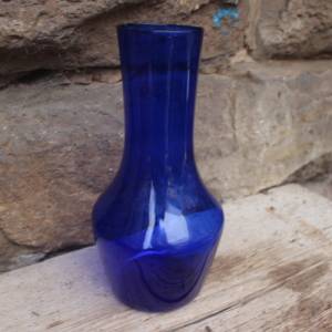 kobaltblaue Vase 22 cm mundgeblasenes Glas Lauscha 70er Jahre Vintage DDR GDR Bild 2