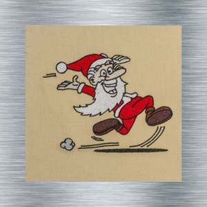 Stickdatei rennender Weihnachtsmann bunt + uni - 14 x 14 Rahmen - weihnachtliches Stickmotive, digitale Stickdatei Bild 1