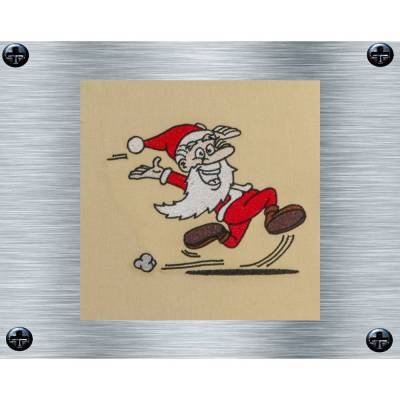Stickdatei rennender Weihnachtsmann bunt + uni - 14 x 14 Rahmen - weihnachtliches Stickmotive, digitale Stickdatei