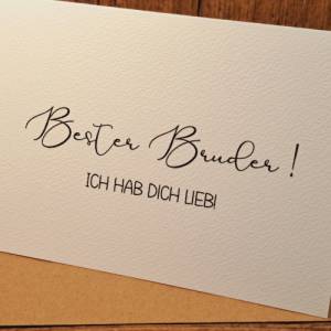 Bester Bruder minimalistische Karte - Geschenkkarte Lieblingssbruder - Geschenk Bruderherz Klappkarte -Ich hab Dich lieb Bild 3
