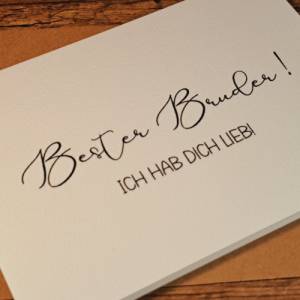Bester Bruder minimalistische Karte - Geschenkkarte Lieblingssbruder - Geschenk Bruderherz Klappkarte -Ich hab Dich lieb Bild 4