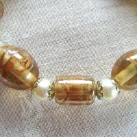 Glasperlenarmband Browny goldig marmoriert handgemacht von Hobbyhaus Bild 2