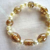 Glasperlenarmband Browny goldig marmoriert handgemacht von Hobbyhaus Bild 7