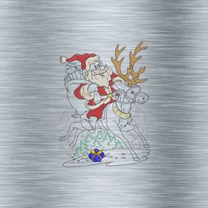 Stickdatei Weihnachtsmann auf Rentier Bunt + Uni - 13 x 18 Rahmen - weihnachtliches Stickmotive, digitale Stickdatei Bild 2