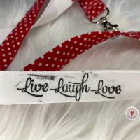 Schlüsselband "Live Laugh Love" rot/weiß * Personalisierbar Bild 2