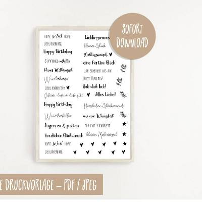 PDF Vorlage Kerzensticker I Geburtstag | Mitbringsel I Kerzentattoo Stabkerzen Wasserschiebefolie | Druckvorlage DIY