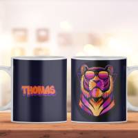 Personalisierte Keramiktasse Tiger für Kaffee- und Teeliebhaber | spülmaschinenfeste Tasse mit Motiv | Geschenkidee Bild 1