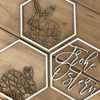 Hexagon 3er Set "Ostern" aus Holz Bild 1