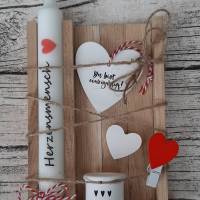 Kerzenbox "Herzensmensch" ~ Stabkerze mit Kerzenhalter in Holzbox aus Eiche ~ Raysin Deko Bild 1