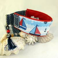 Windhundhalsband "Sailor" Hundehalsband Halsband Zugstopp mit weicher Polsterung aus Kunstleder Bild 1