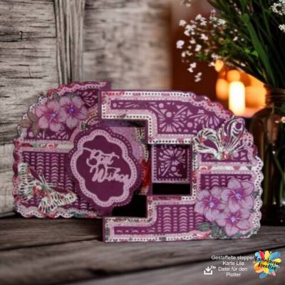 Plotterdatei Gestaffelte Stepper-Karte Lila  für Geräte Silhouette / Brohter / Cricut