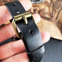 Armbanduhr,echt Leder, Lederuhr,  Vintage-Stil, bronze, römisches Ziffernblatt Bild 3