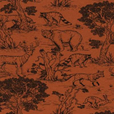 Sweat Mareike angeraut  Waldtiere  terracotta meliert  Oeko-Tex Standard 100(1m/8,-€)