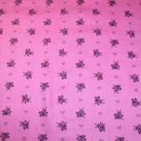 14,30 EUR/m Dirndl-Stoff Blümchen Rosen schwarz auf pink rosa Baumwollsatin Bild 6