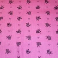14,30 EUR/m Dirndl-Stoff Blümchen Rosen schwarz auf pink rosa Baumwollsatin Bild 7