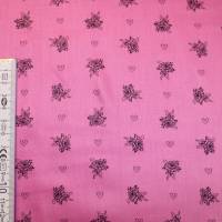 14,30 EUR/m Dirndl-Stoff Blümchen Rosen schwarz auf pink rosa Baumwollsatin Bild 8