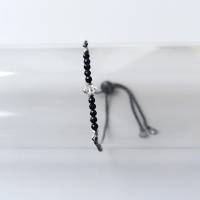 Zierliches schwarzes Armband mit Spinell und Herkimer Bild 1