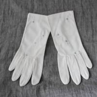feine weiße Vintage Handschuhe Blüten Bild 1