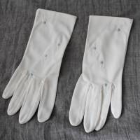 feine weiße Vintage Handschuhe Blüten Bild 3