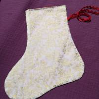 kleiner Weihnachtsstiefel Niklausstiefel Baumwolle weiß gold Bild 2