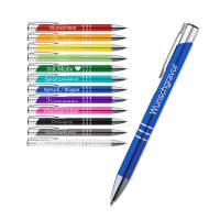 Kugelschreiber personalisiert | Metall Kugelschreiber mit Gravur ab 1 Stück | 12 versch. Farben | Rechts od. Linkshänder Bild 1