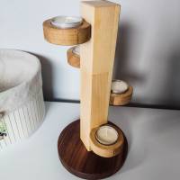 Teelichthalter für 4 Teelichter aus Holz | Holzdekoration für Kerzen aus Massivholz | Nussholz, Ahorn und Eiche Bild 5